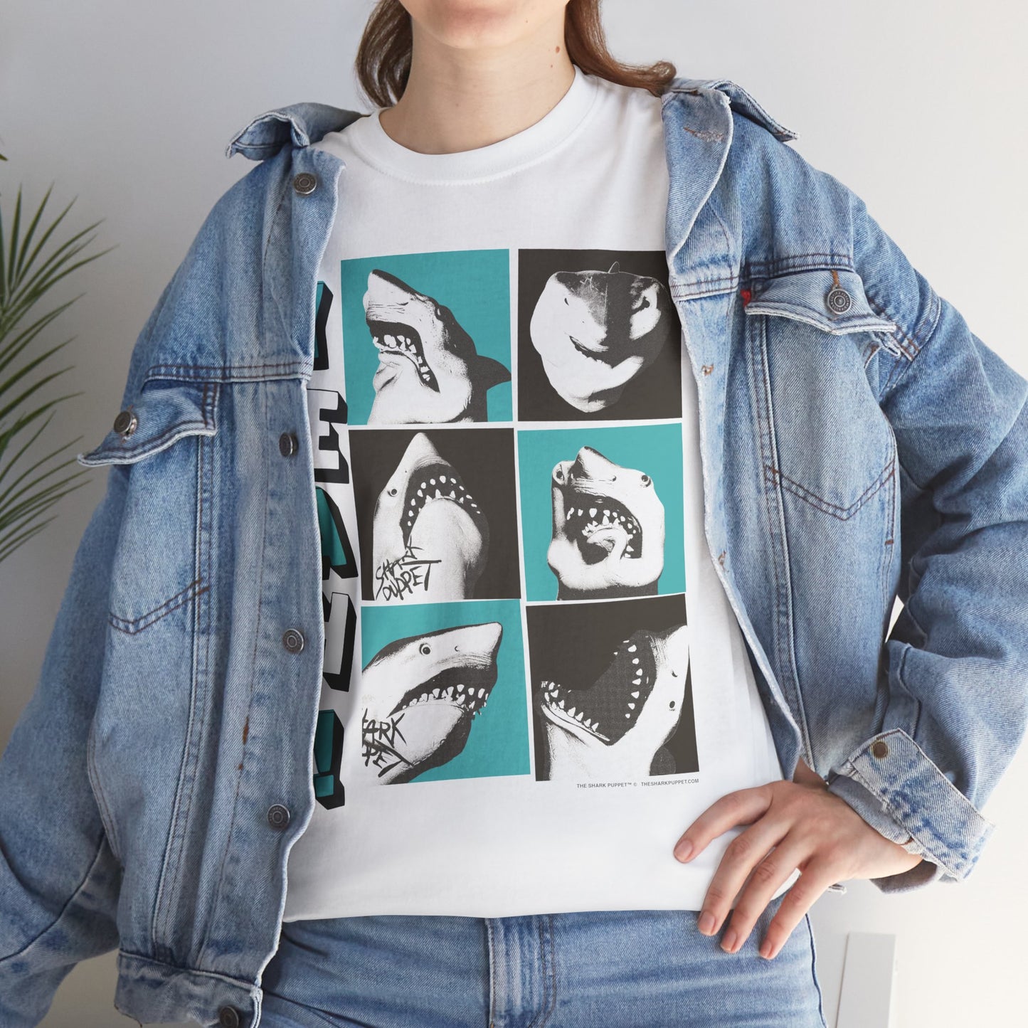 Official Shark Puppet Multi face Summer Tee