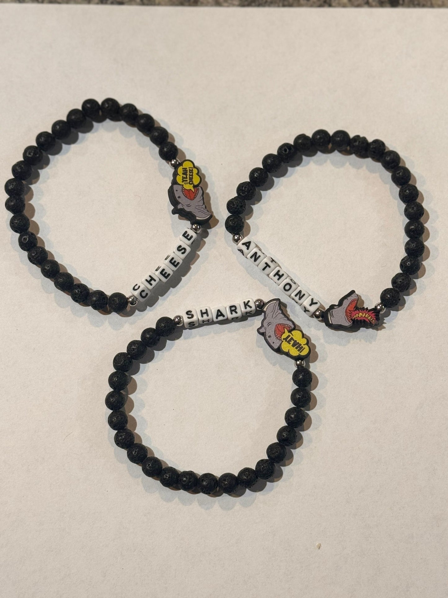 Official Shark Puppet BUILD YOUR OWN Lava rock bracelet